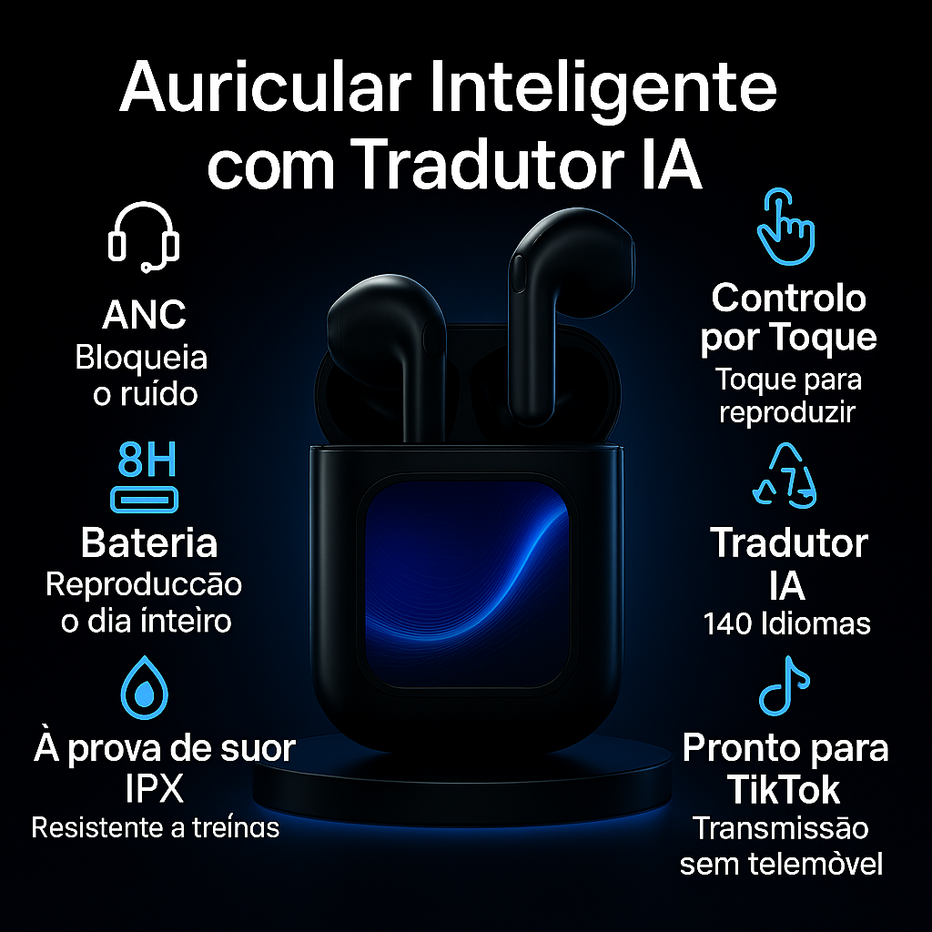 Auricular inteligente com tradutor IA