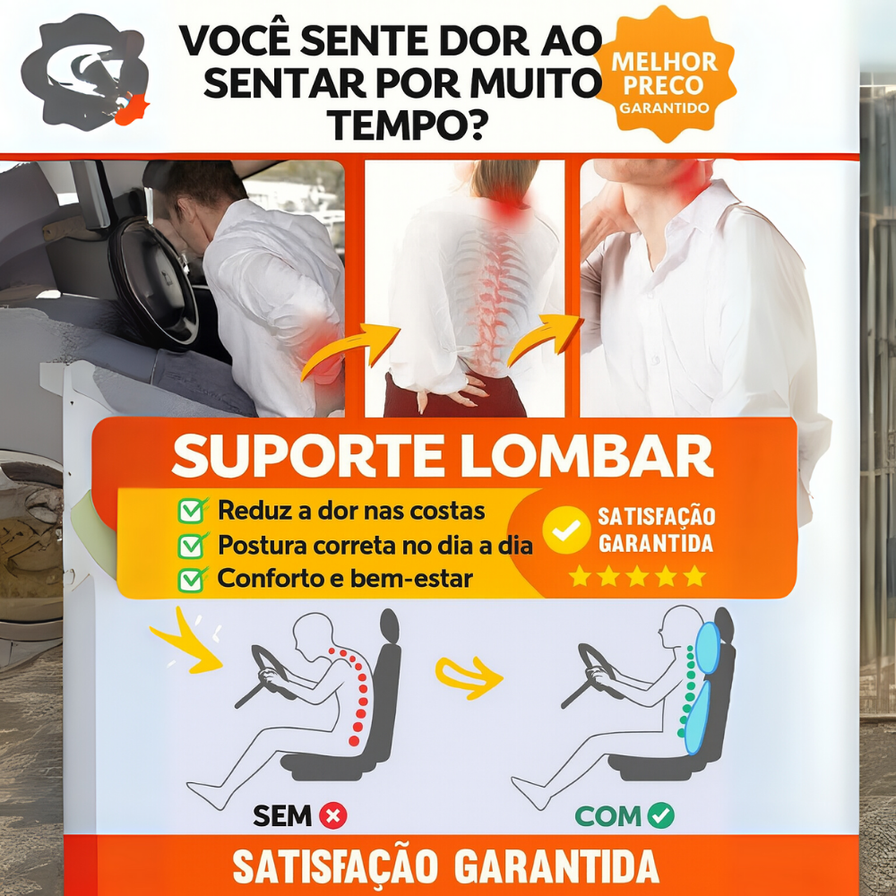 Encosto de cabeça e apoio lombar ergonómicos para cadeiras auto