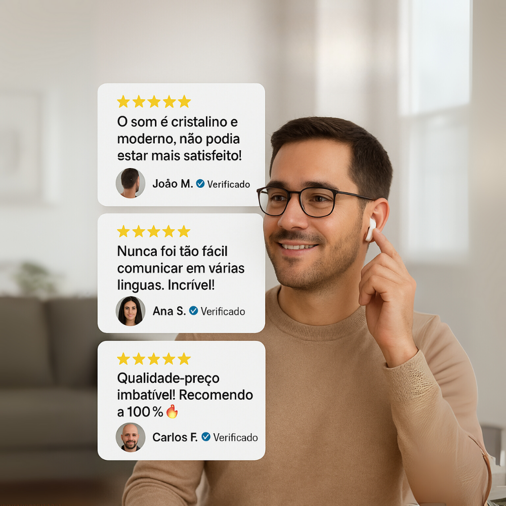 Auricular inteligente com tradutor IA