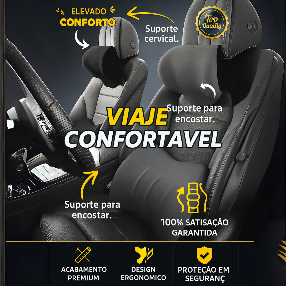 Encosto de cabeça e apoio lombar ergonómicos para cadeiras auto